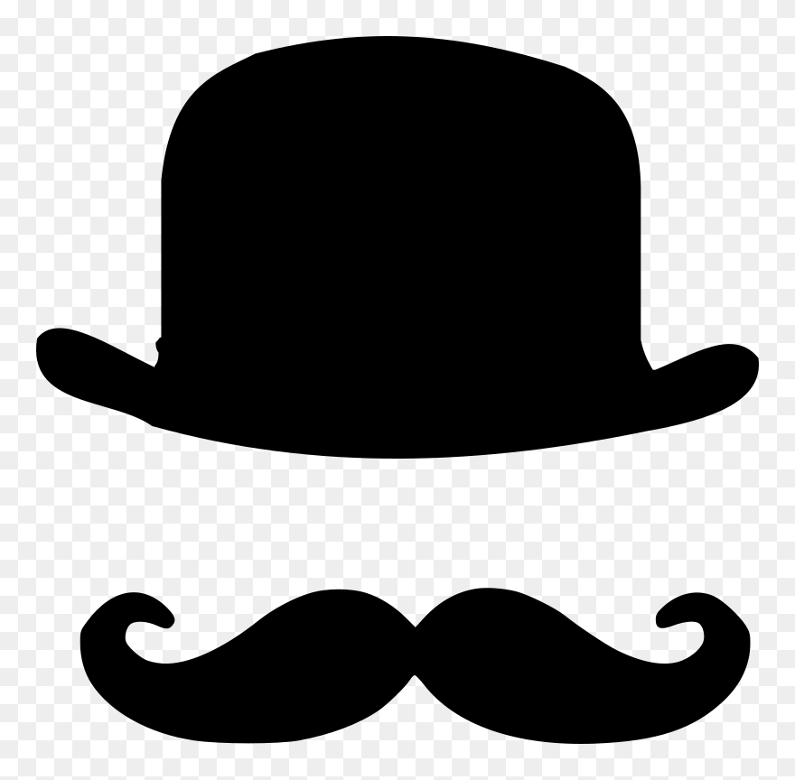 Bowler Hat Handlebar Moustache Top Hat - Hat And Mustache Png Clipart