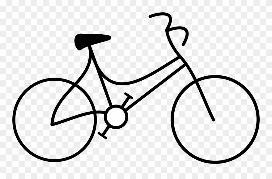Bicycle Black White Line Panda Free Images - Bicycle Clip Art - Png Download