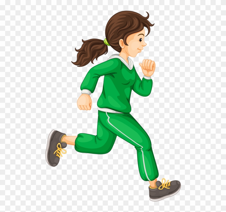 Clipart Images - Running Girl Cartoon - Png Download
