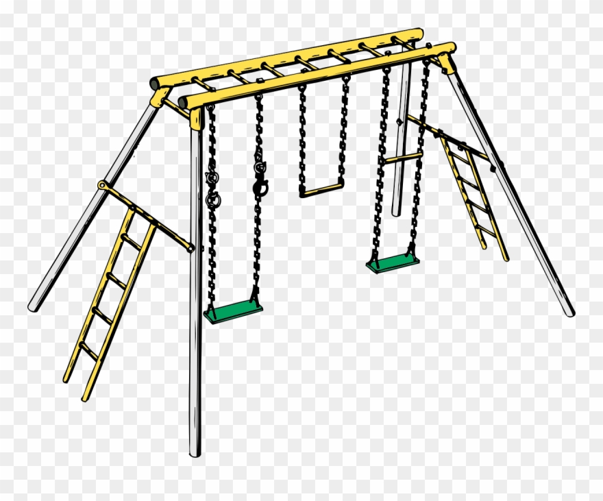Swing Jungle Gym Playground Child Outdoor Playset - Swingset Clipart - Png Download