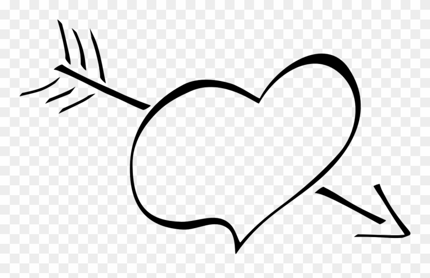 Heart Arrow Love - Cupid Heart Black And White Clipart