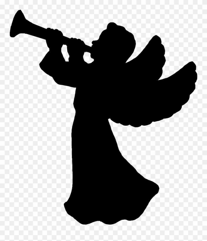 Angel Silhouette - Angel With Trumpet Silhouette Clipart