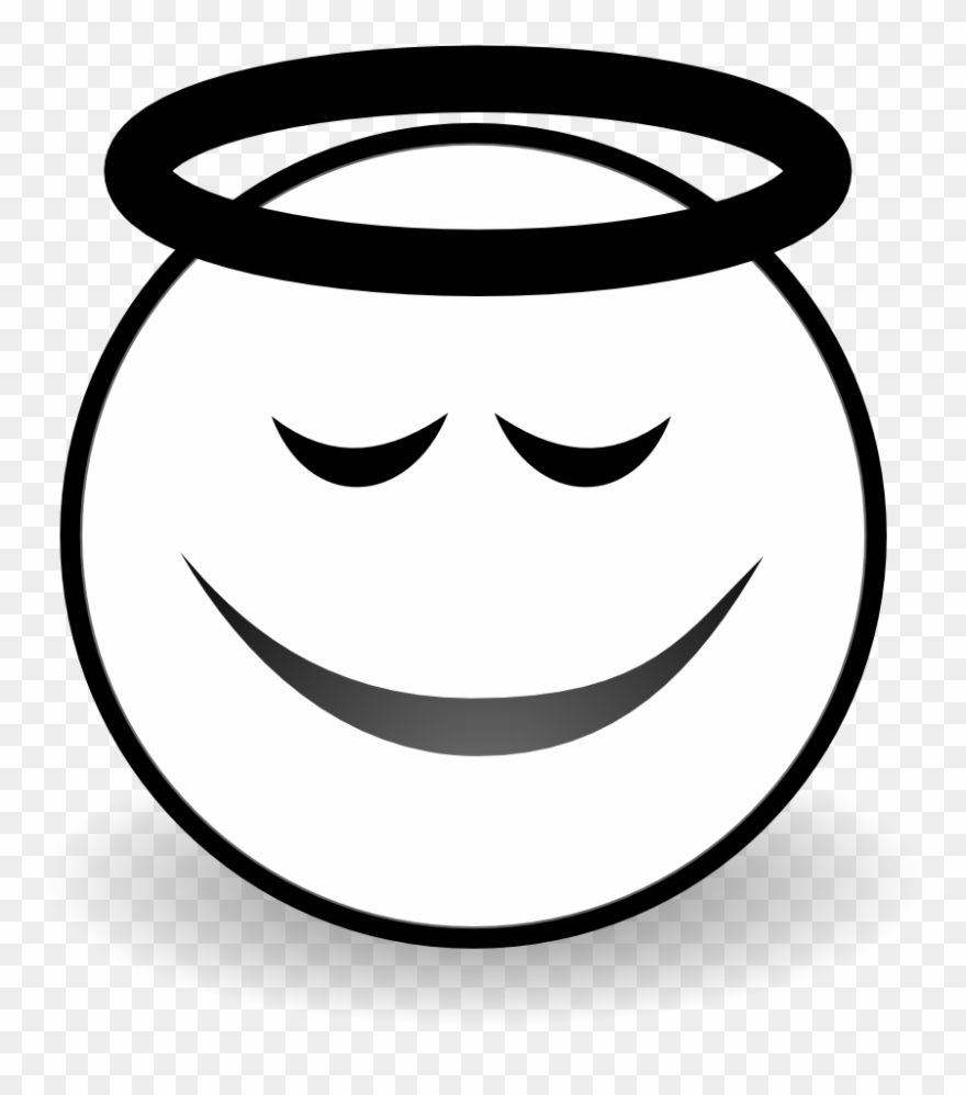 Net Clip Art Face Angel Black White Line Art Svg - Black And White Clipart Emojis - Png Download