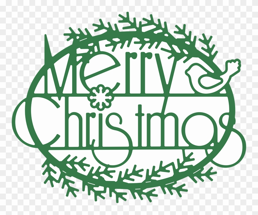 Merry Christmas Pine & Partridge Sentiment - Christmas Day Clipart