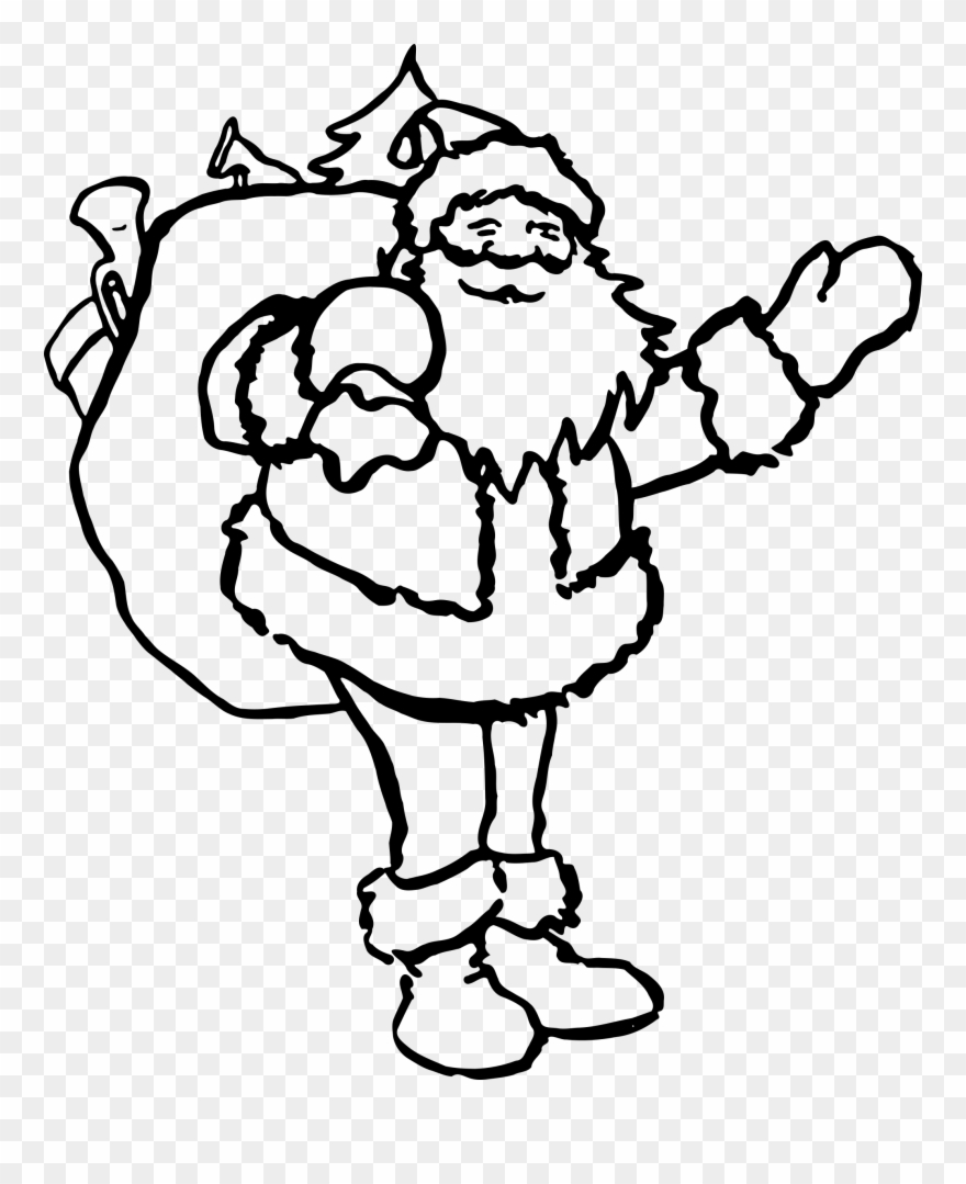 Santa Claus Drawing Black And White Christmas Coloring - Santa Black And White Clipart