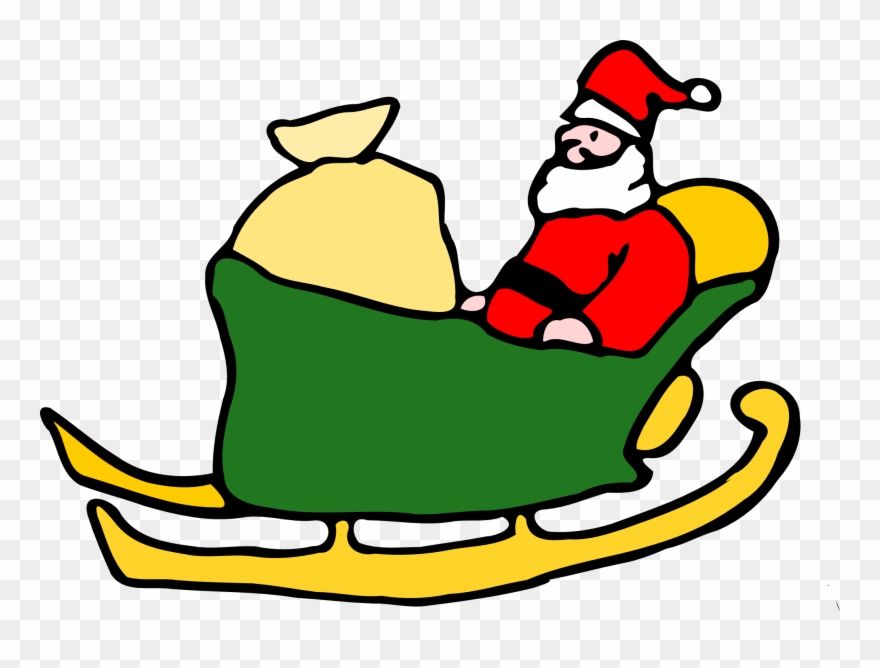 Santa In His Sleigh Clipart, Vector Clip Art Online, - Clip Art Cartoon Christmas Sleighs - Png Download