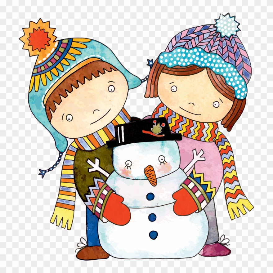 Christmas Cartoons, Christmas Clipart, Christmas Printables, - Jlzh Boy And Girl And Snowman Cotton Polyester Cushion - Png Download