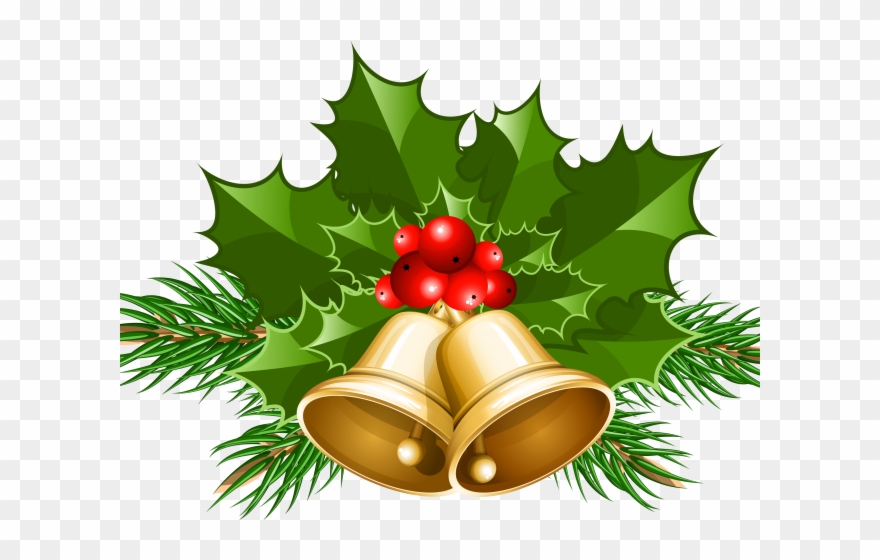 Christmas Bell Clipart Downloadable - Bells And Holly Clip Art - Png Download