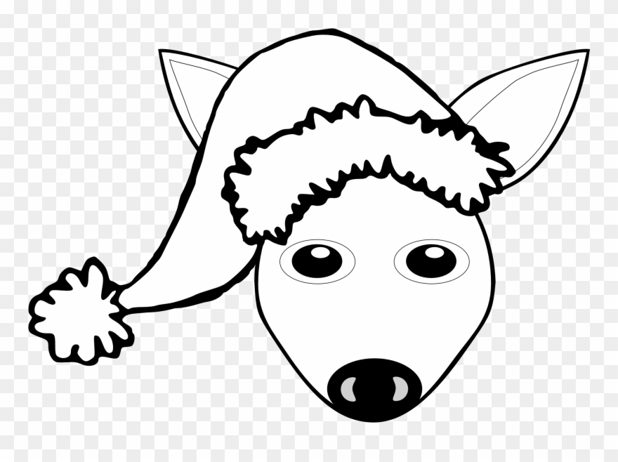 Palomaironique Fawn Face Cartoon With Santa Hat Black - Santa Hat Clipart Transparent Background - Png Download