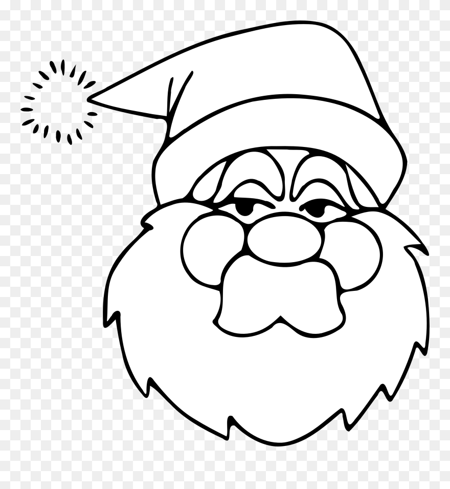 Christmas Clipart Black White - Weihnachtsmann Gesicht Malvorlage - Png Download