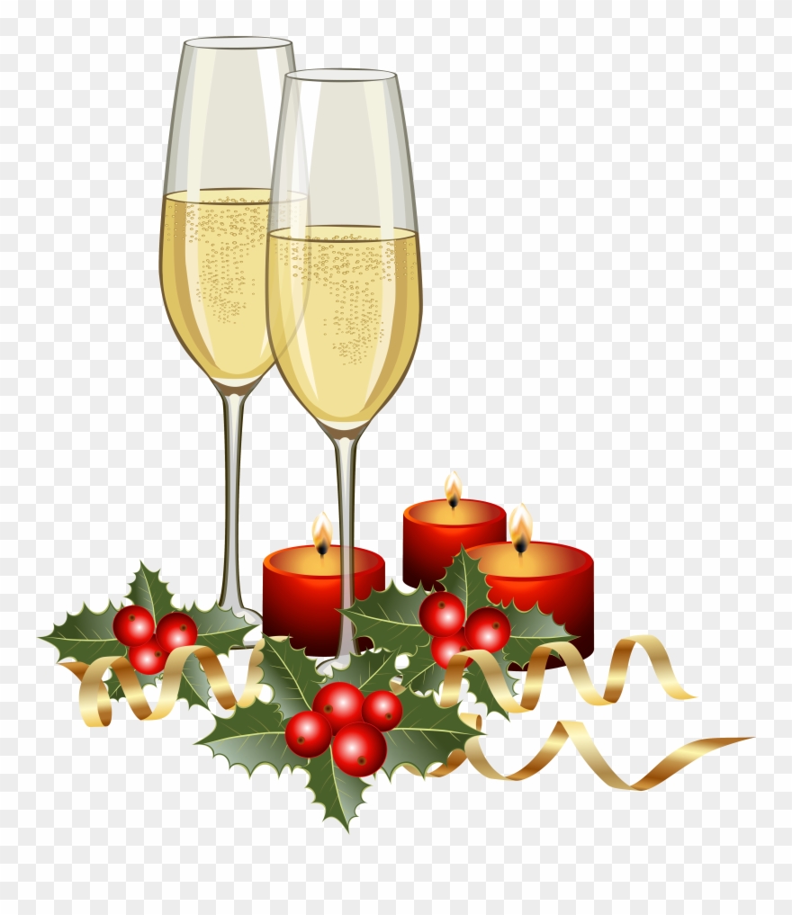 Champagne Clipart Christmas Wine - Mesaje La Multi Ani Frate - Png Download