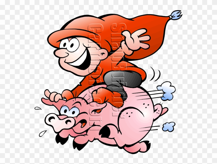 Elf Riding A Pig Tote Bag, Adult Unisex, Natural Clipart