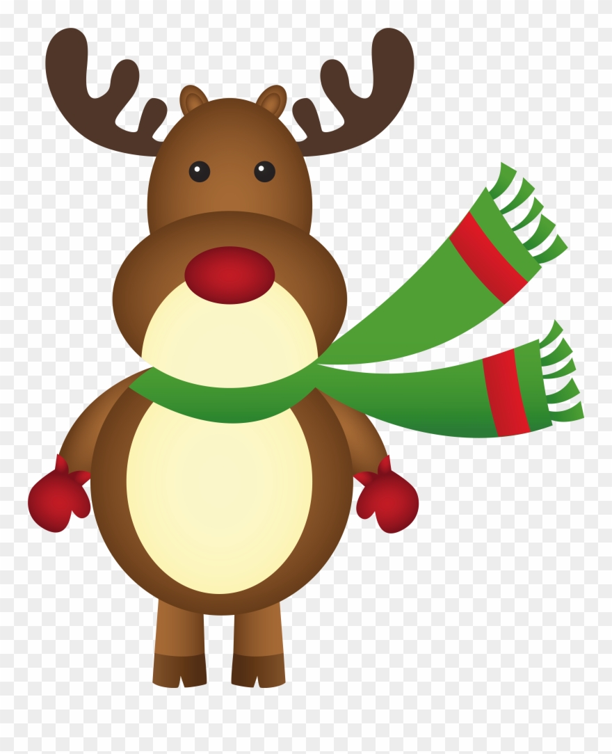 Christmas Rudolph With Scarf Png Clipart Image - Happy New Year Snowman Transparent Png