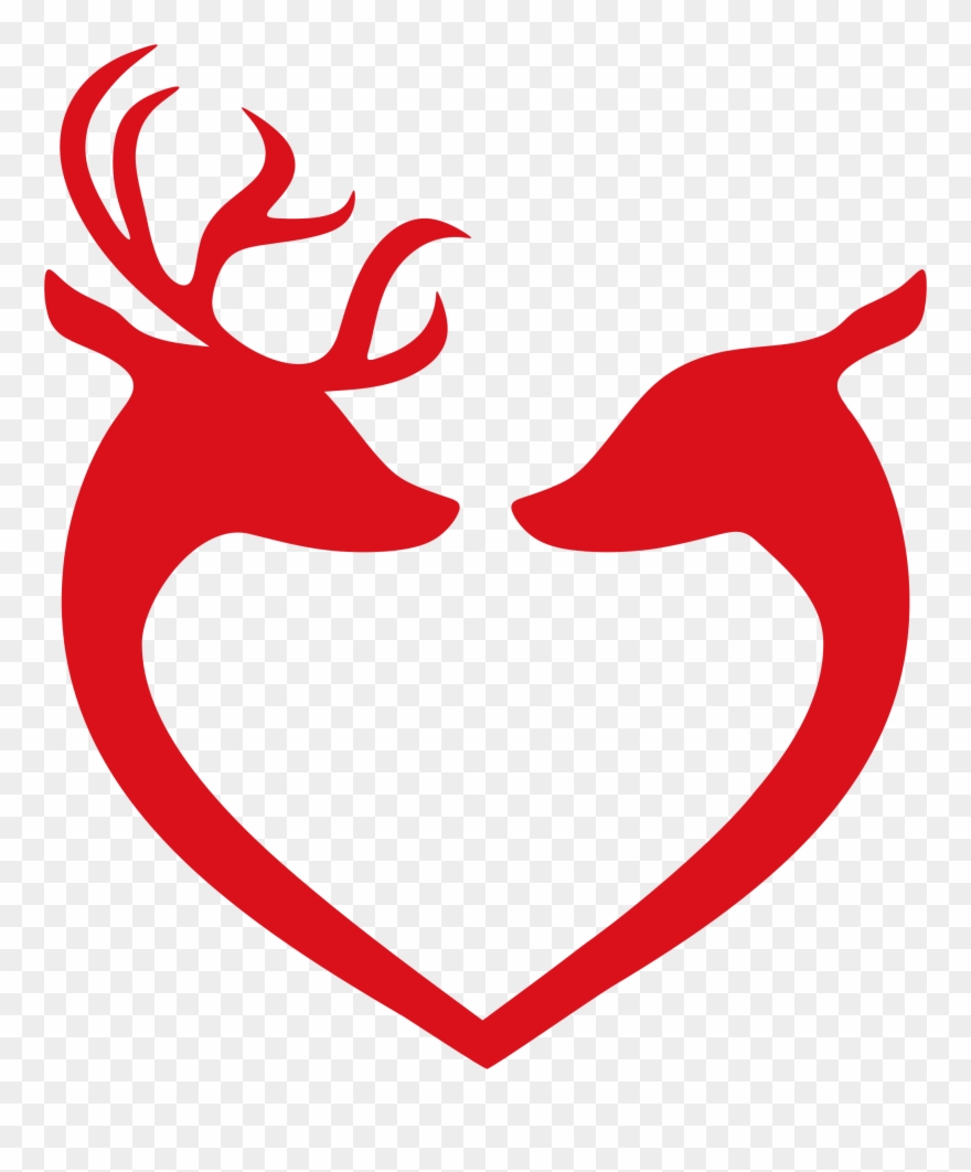 Reindeer Clipart Couple - Deer Head Silhouette - Png Download