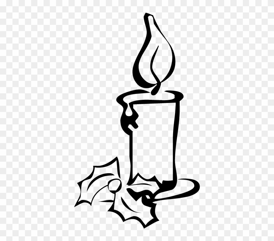 Christmas Candle - Candle Transparent Black And White Clipart