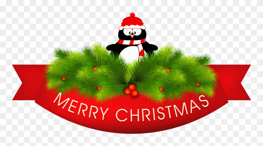 Merry Christmas Decor With Penguin Png Clipart Imageu200b - Christmas Decorations Merry Christmas Transparent Png