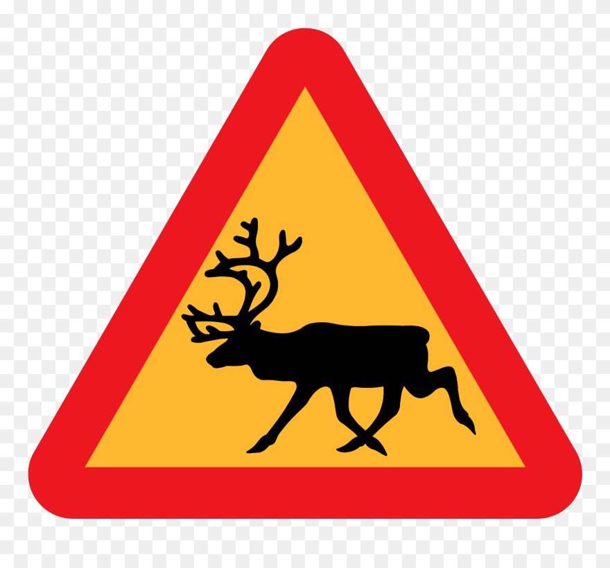 Clip Art Ryanlerch Warning Reindeer Roadsign - Reindeer Warning Sign - Png Download