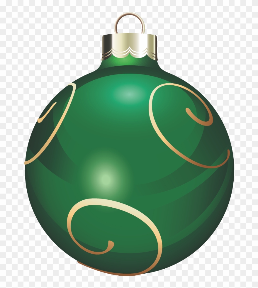 Transparent Green And Gold Christmas Ball Png Clipart - Green Christmas Ornaments Balls