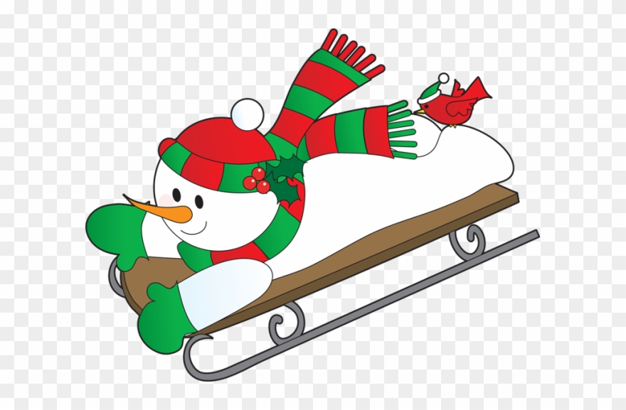 Snowman On Sled - Snowman Clipart Transparent Background - Png Download