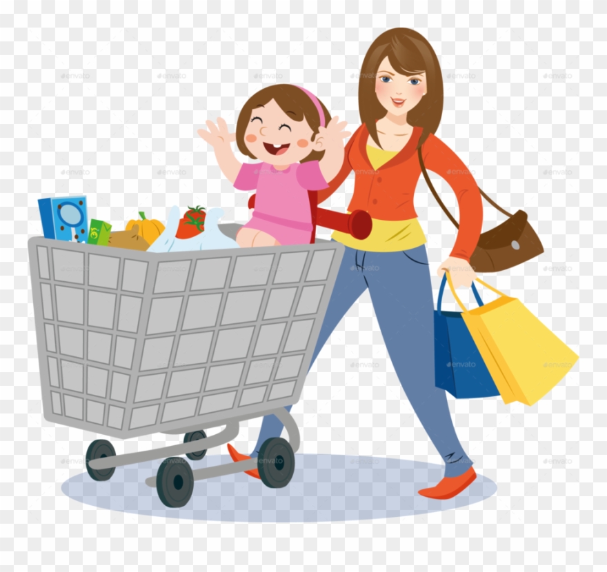 Mom Grocery Shopping Clipart Shopping Grocery Store - Mom Grocery Shopping Clipart - Png Download