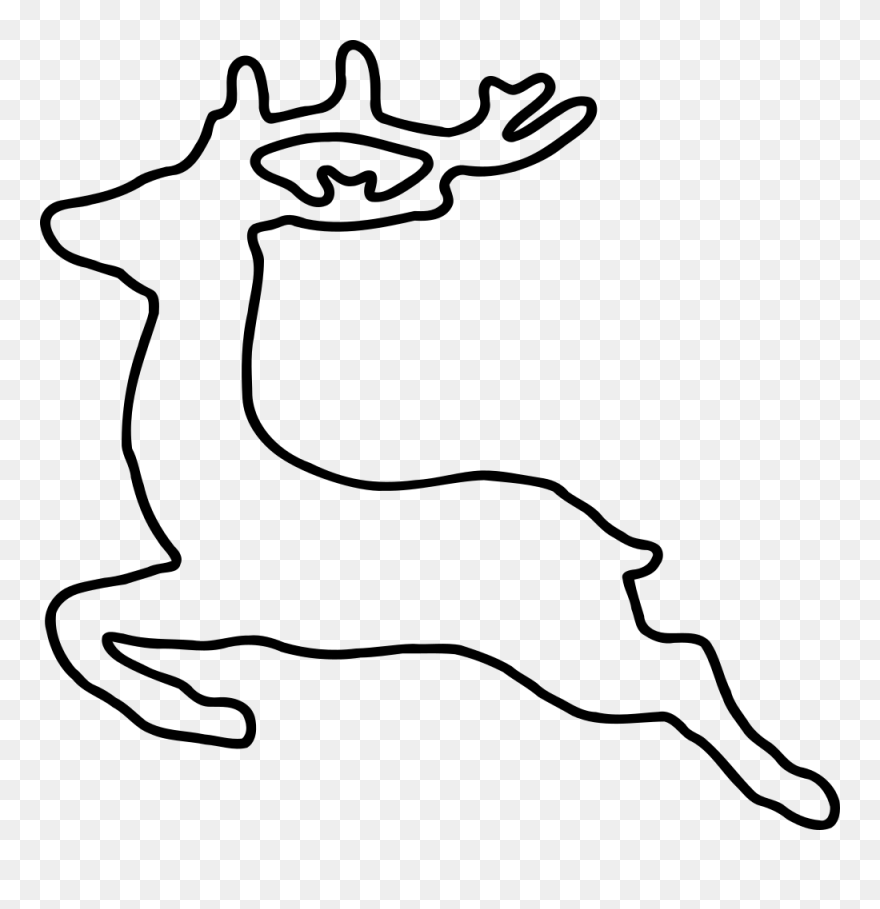 Reindeer Christmas Santa Claus Silhouette - Deer Outline Clipart