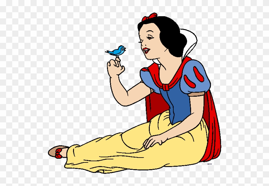 Dwarf Clipart Border - Disney Snow White With Bird - Png Download