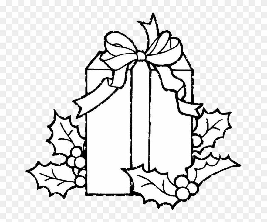 Clip Art Black And White Library Christmas Present - Christmas Present Colouring In Pages - Png Download
