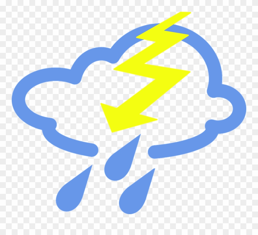 Free Vector Thunder Storms Weather Symbol Clip Art - Weather Symbols Thunderstorm - Png Download