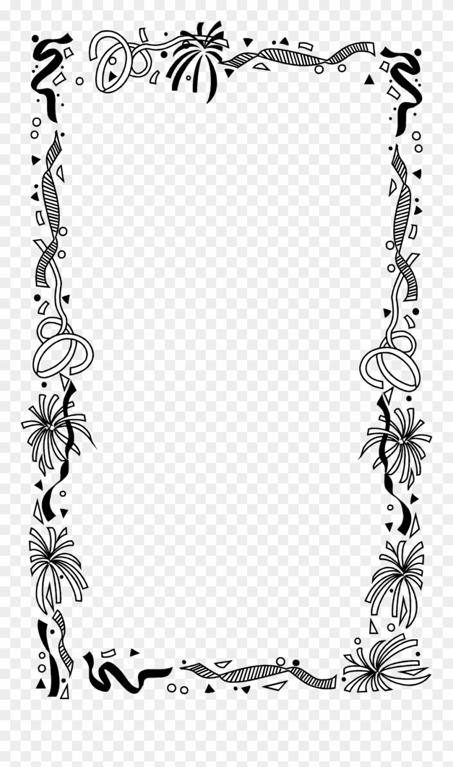 Borders And Frames Picture Frames Drawing Clip Art - Black And White Birthday Border - Png Download