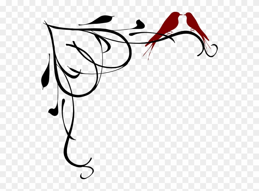 Scroll Border Clip Art N32 - Wedding Love Birds Clipart Black And White - Png Download