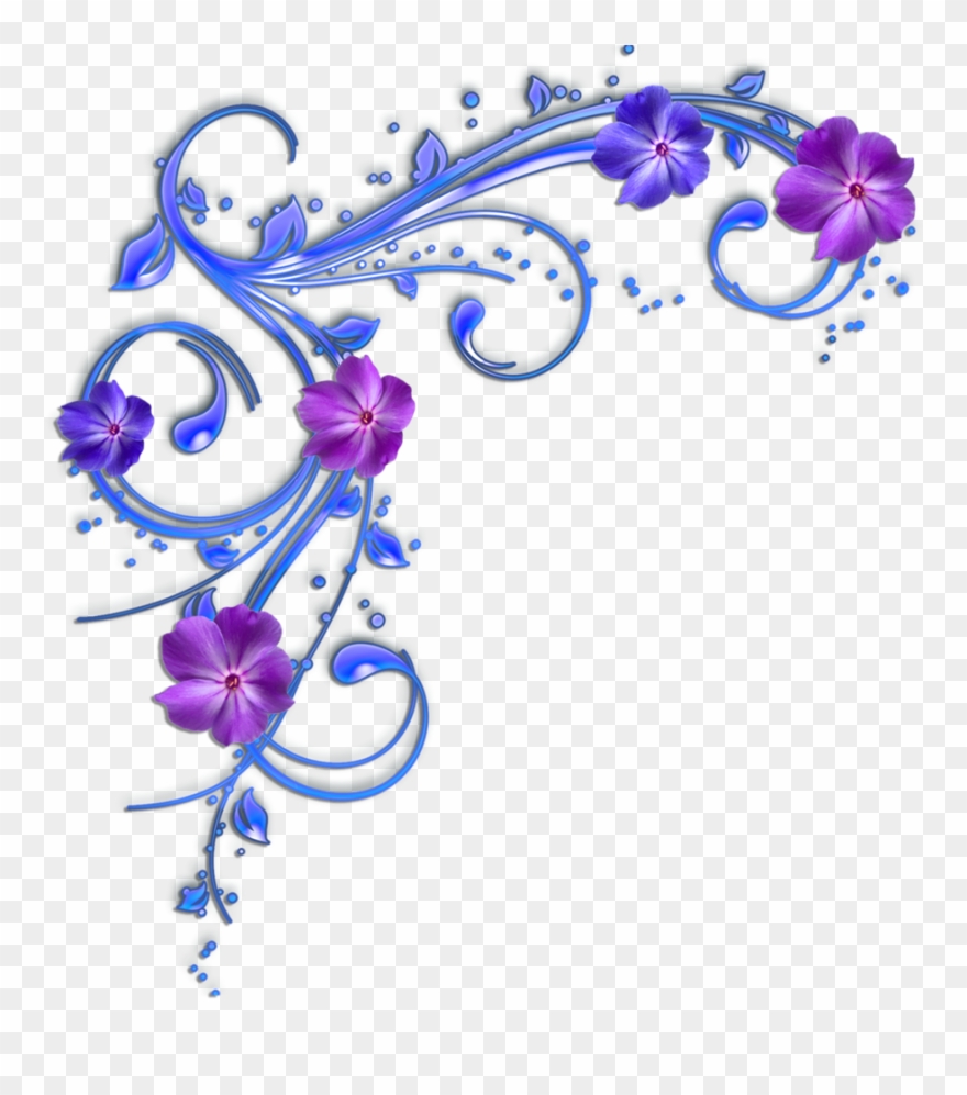 Purple Flower Clipart Flower Border - Blue And Purple Flower Borders - Png Download