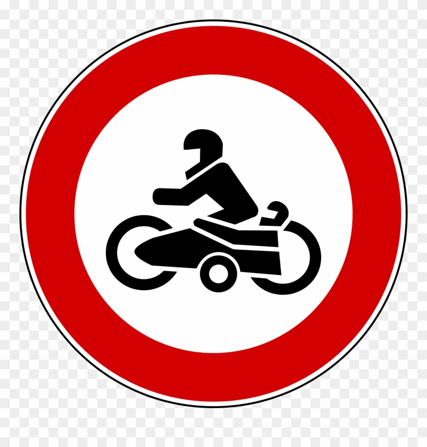 Open - Road Sign Red Circle With Motorbike Clipart