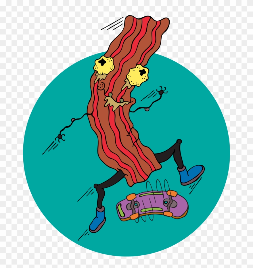Skatin' Bacon - Illustration Clipart