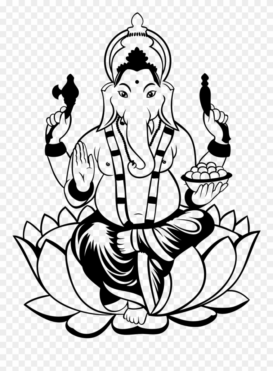 Ganesha Drawing Clip - Ganesh In Clipart Png Transparent Png