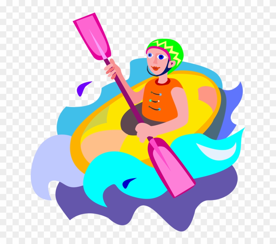 Vector Illustration Of Extreme Water Sports Whitewater - White Water Rafting Cartoon Png Clipart