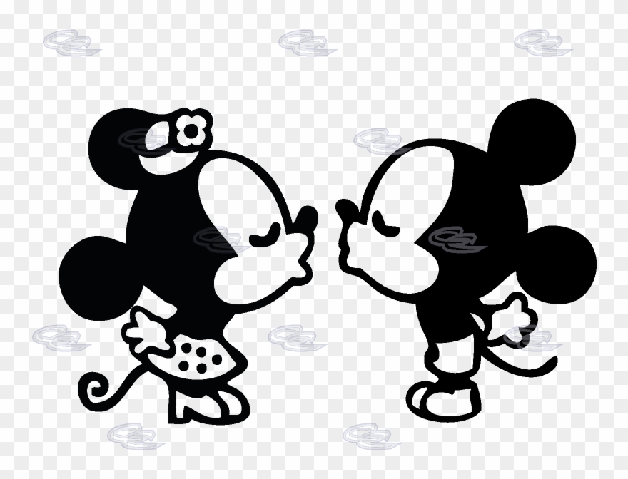 Free Mickey And Minnie Mouse Silhouette Clip Art - Mickey Minnie Kissing Macbook Decal - Png Download