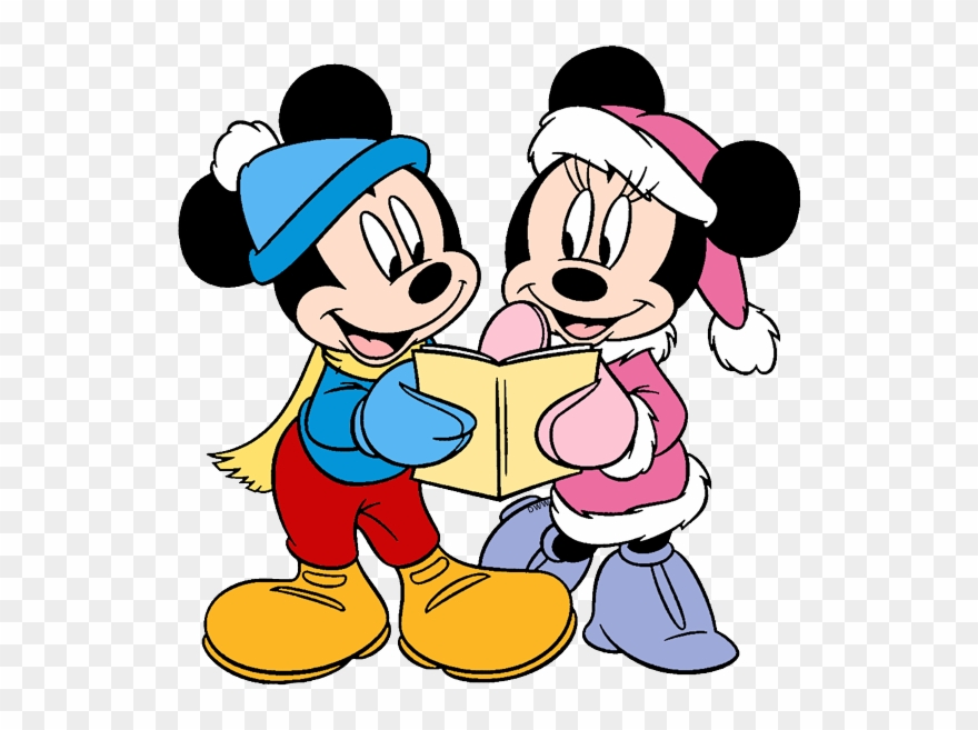 Mickey, Minnie Mouse Singing Carols - Mickey Christmas Coloring Page Clipart