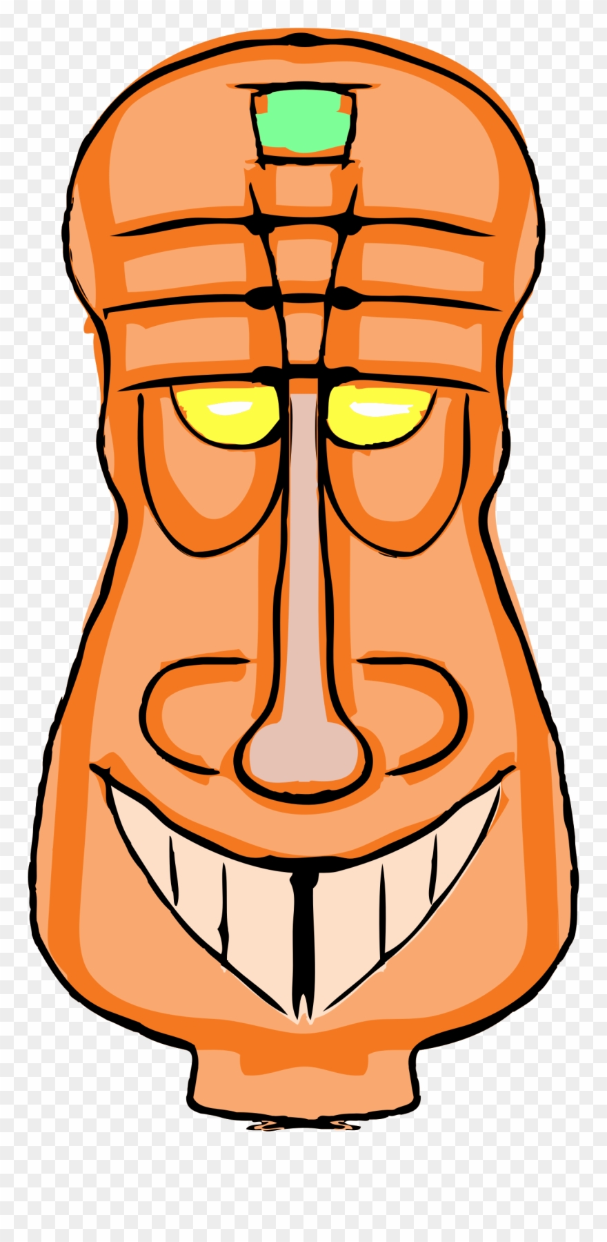 Luau Clipart Tiki Head - Orange Tiki - Png Download