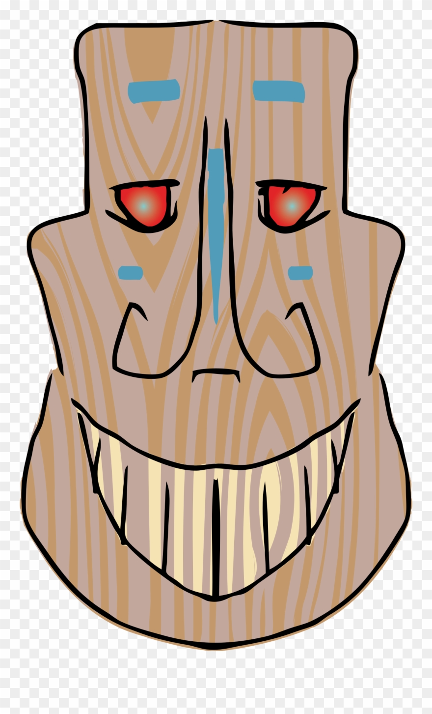 Luau Clipart Tiki Head - Tiki Mask Smile - Png Download