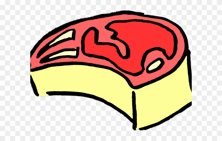 Drawn Steak Plate Clipart - Meat Cartoon Without Background - Png Download