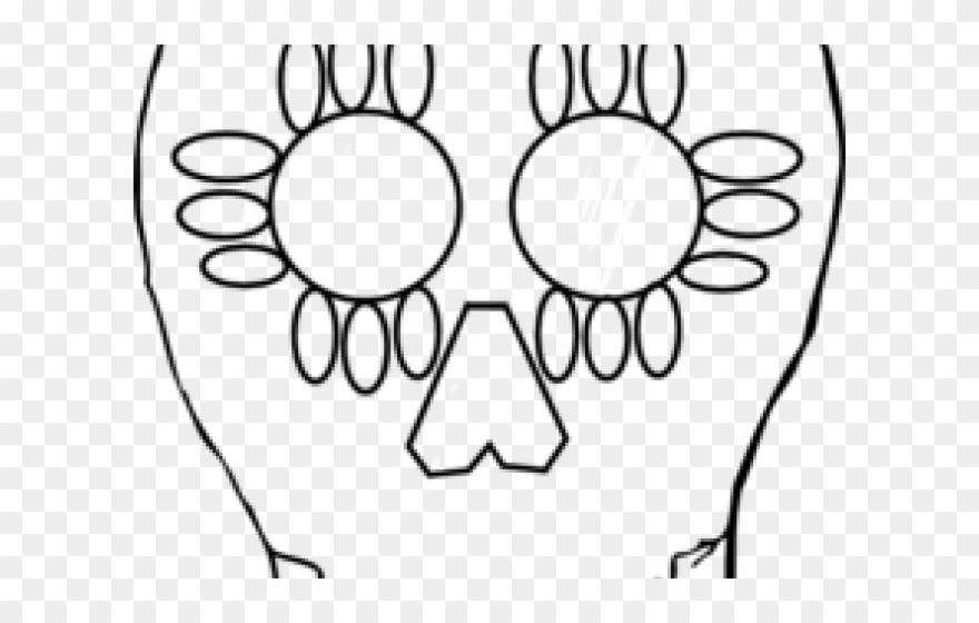Skeleton Head Clipart Day The Dead - Outline Of A Day Of The Dead Skull - Png Download