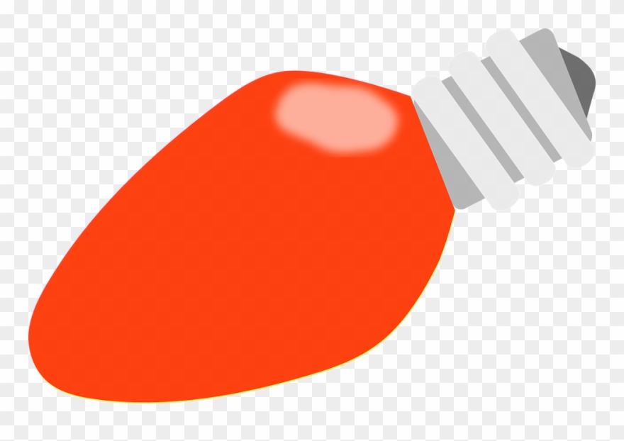 Bulb Clipart Orange - Red Christmas Light Bulb - Png Download