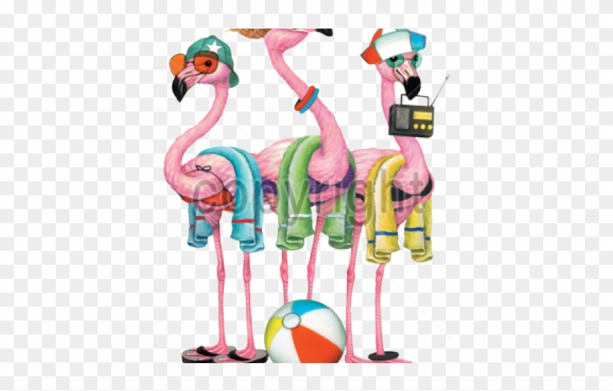 Flamingo Clipart Beach - Png Download