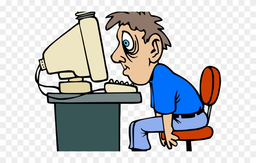 Computer Clipart Tired Eyes Glued To The Screen Png Download
