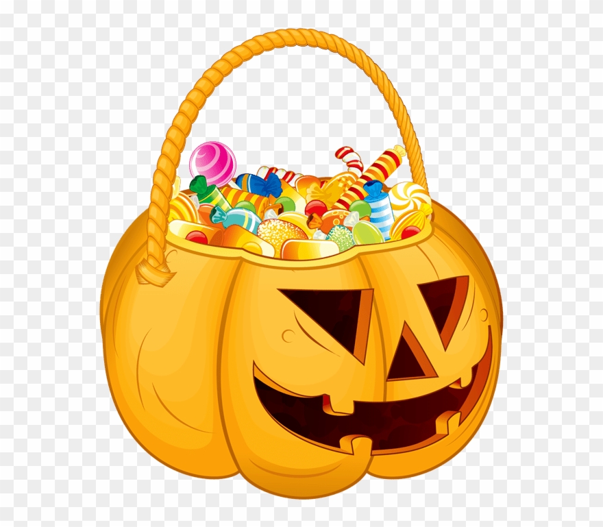 Clip Freeuse Halloween Photo - Pumpkin Filled With Candy - Png Download