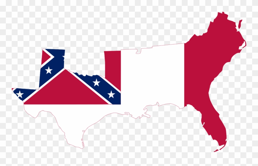 Flag-map Of The Confederate States - Confederate States Flag Map Clipart