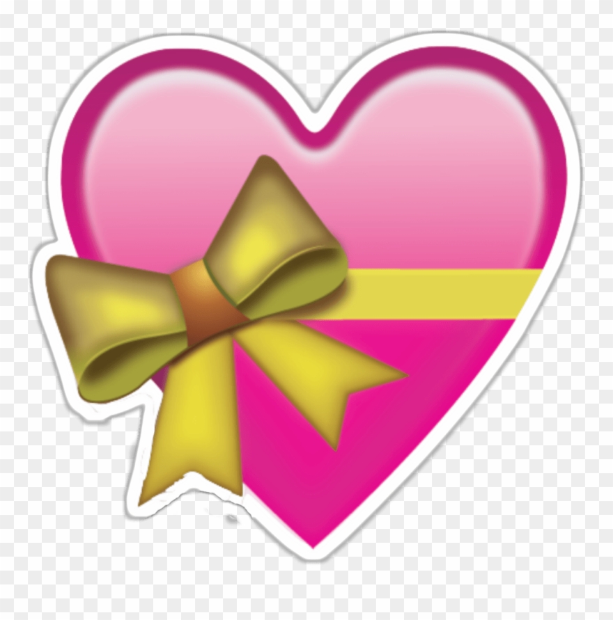 Heart With Bow Emoji - Love Heart Emojis Transparent Clipart
