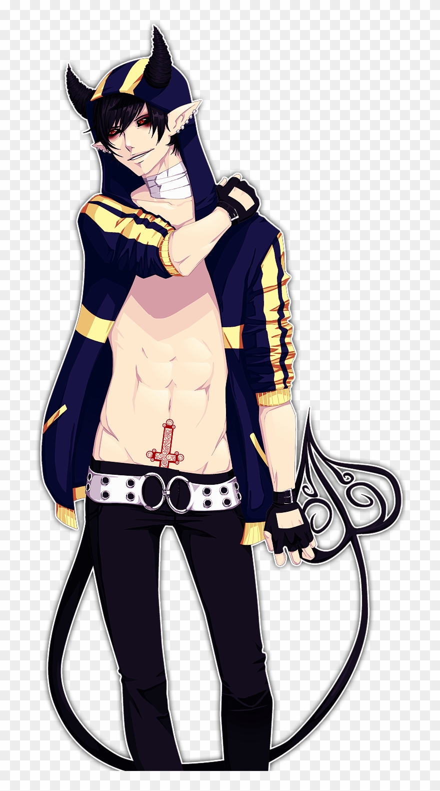 Jpg Black And White Anime Guy Google Search - Demon Anime Drawings Boy Clipart