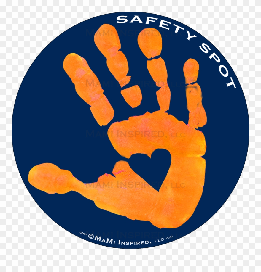 Safety Spot Orange Kids Hand Car Magnet Handprint Parking - Safety Spot Clipart