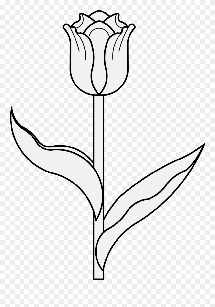 Tulip Flower Clipart At Getdrawings - Gambar Bunga Tulip Hitam Putih - Png Download